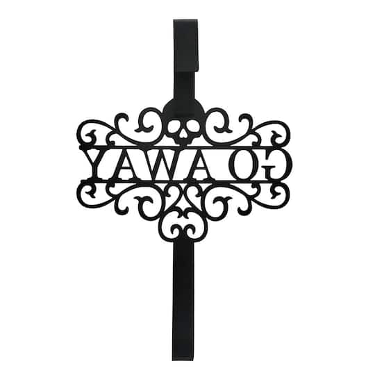15" Black Go Away Skull Wreath Hanger by Ashland®